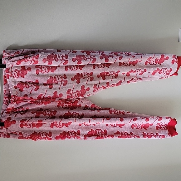Disney World Mickey Mouse Womens XL Pajama Set Plush Lounge Red White Cozy - Picture 9 of 15